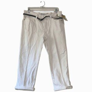 Lee Womens Natural Fit White Jeans With Polka Dot Belt Size 14 Medium